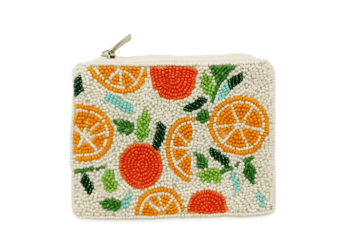 Oranges Themed Fully Beaded Coin Purse 