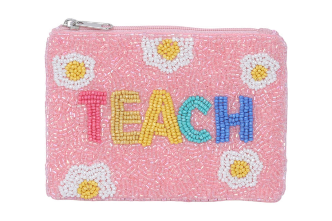 Ladies Teach Themed Fully Beaded Coin Purse
