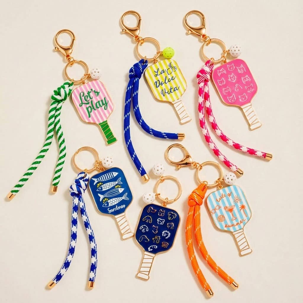 Sardine Pickleball Paddle Knot Strap Keychain Bag Charm