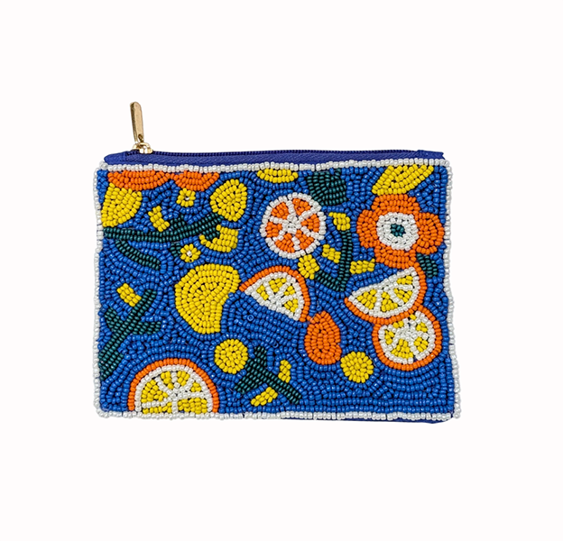 Ladies Fully Beaded Tangerines Themed Coin Purse